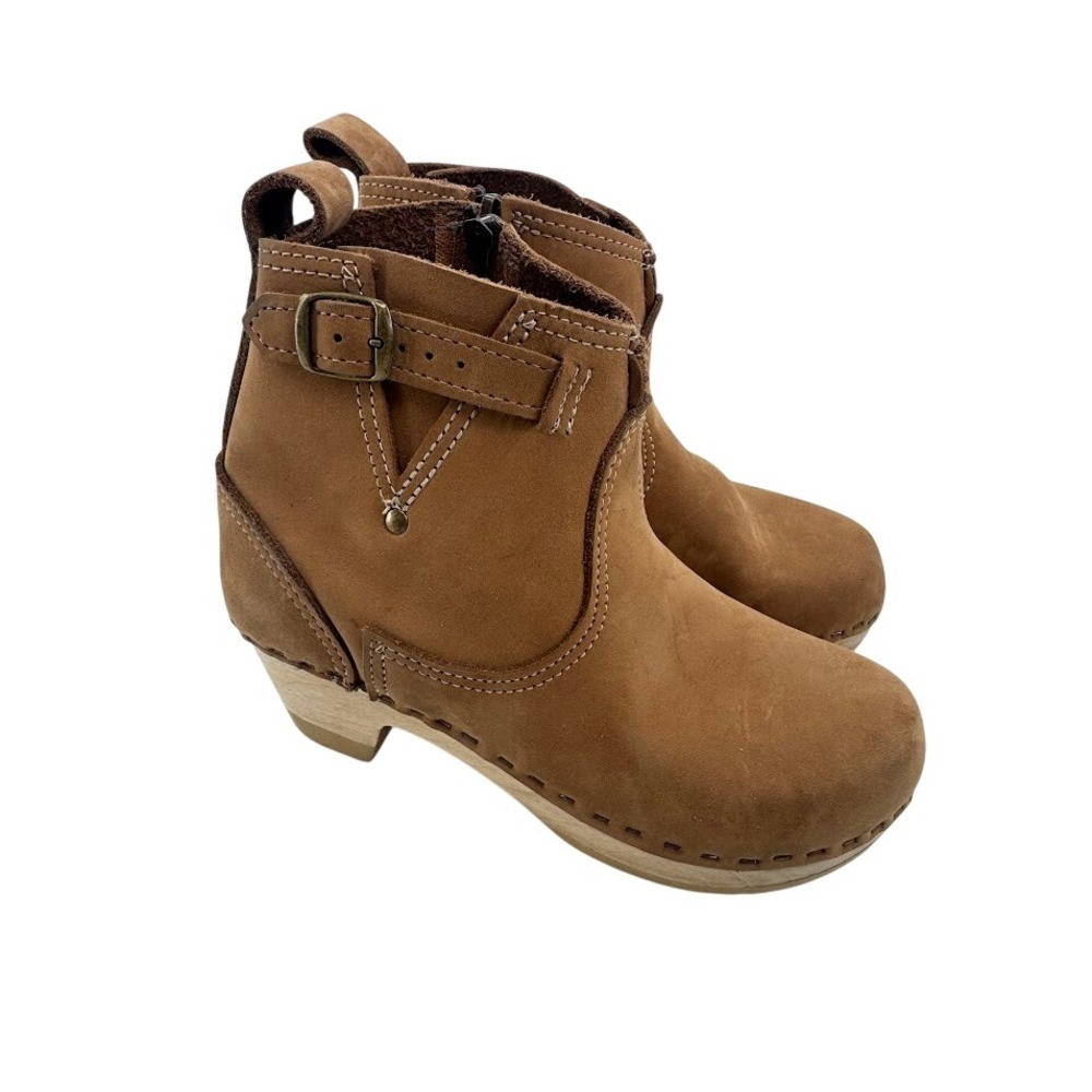 No.6 Store Clog Boots Tan Nubuck Leather Buckle Clog Boots EU 35